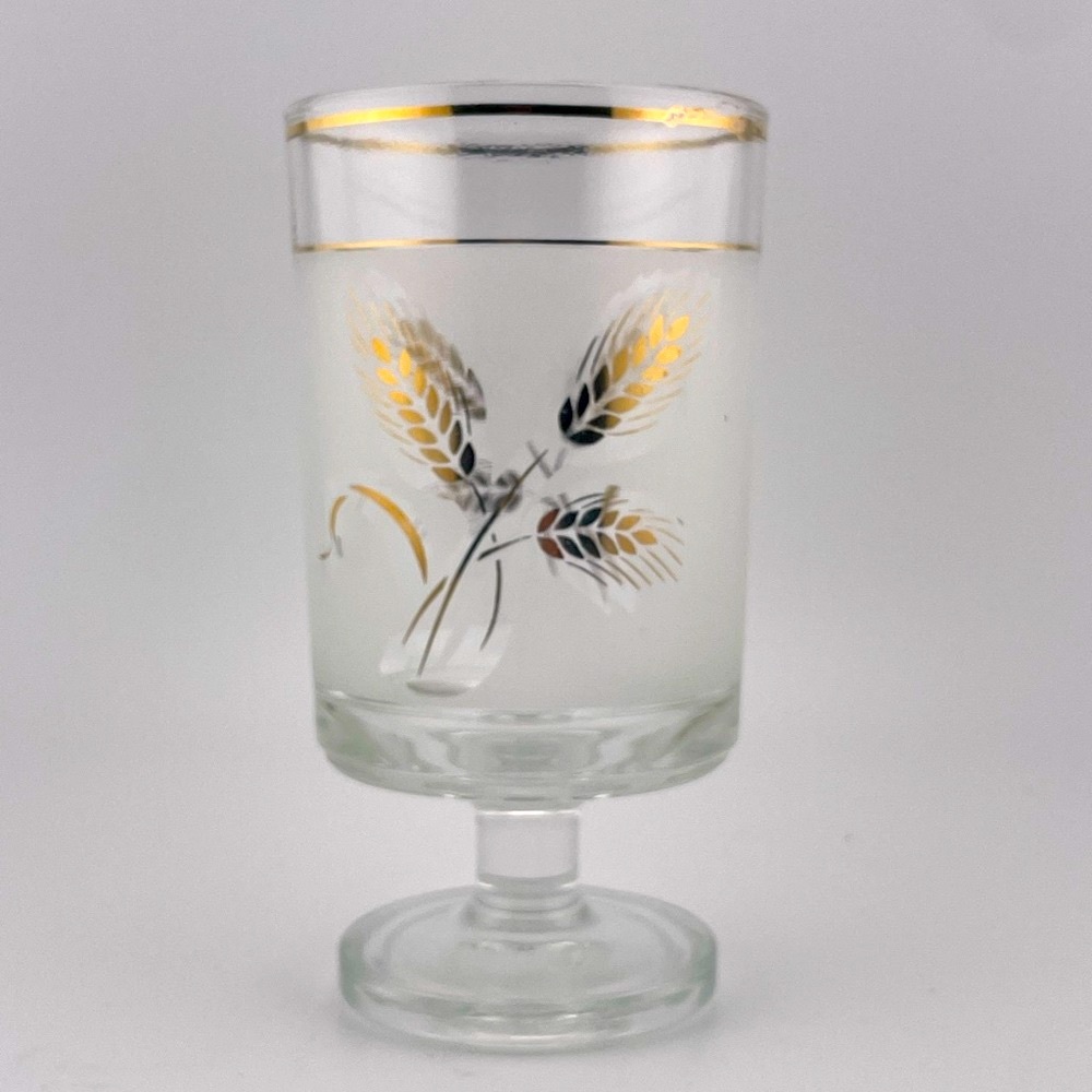 Vintage, Footed, Frosted Wheat Glass by Covetro Italy